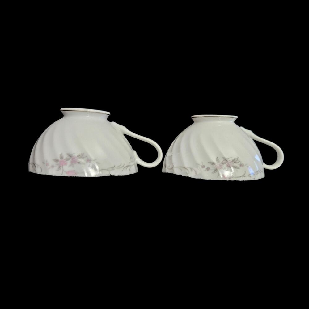 Vintage Gold Standard Porcelain Tea Cups Pink Floral Swirl Japan Set of 2